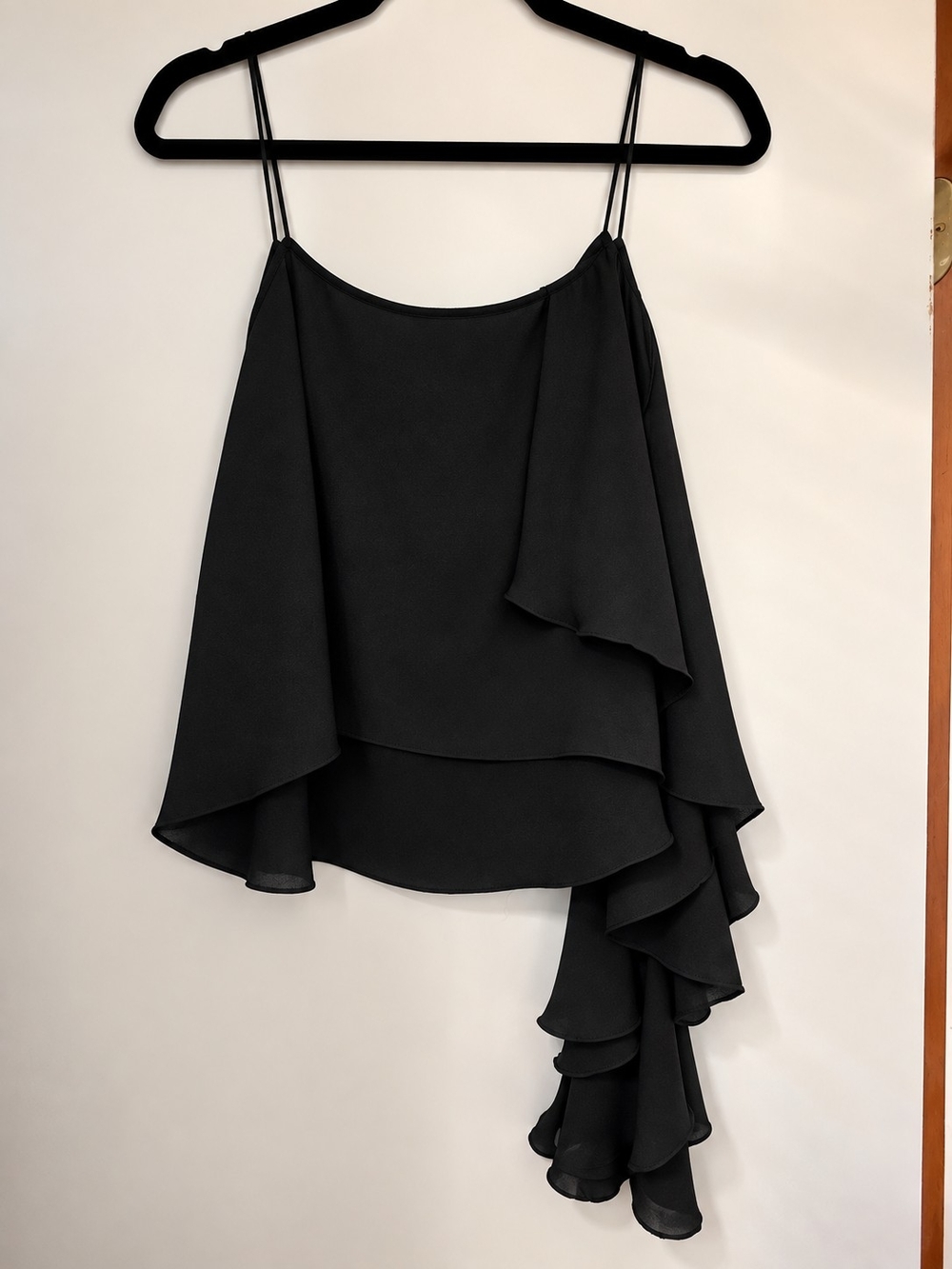 EXPRESS Black Asymmetrical Ruffle Cami Top – Size Medium